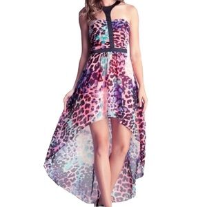 [NWT] Bebe | Hi Lo Printed Flowy Boho Festival Pink Animal Print Dress Size 0